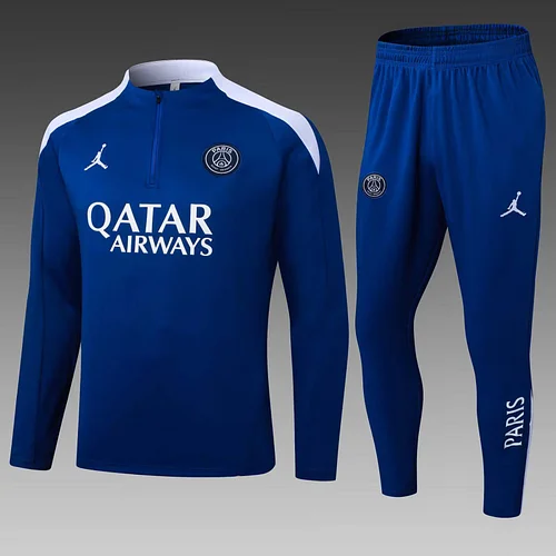 2025/2026 Psg Paris Saint-Germain Half-Pull Training Suit Blue  Football Shirt 1:1 Thai Quality Set