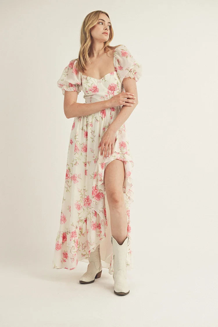 Esme Pink Floral High Low Dress