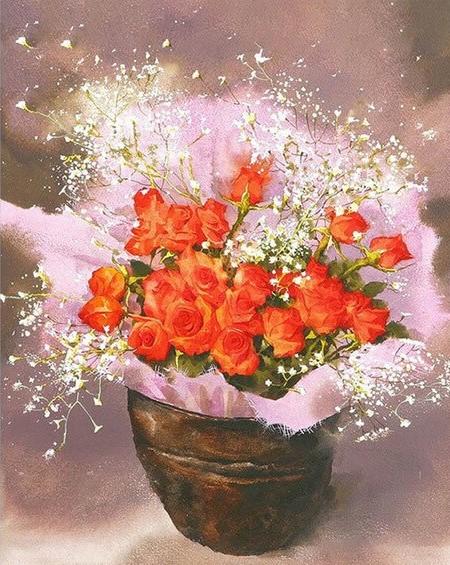 

Red Romantic Roses Bouquet – Paint By Numbers - 40*50CM, 501 Original