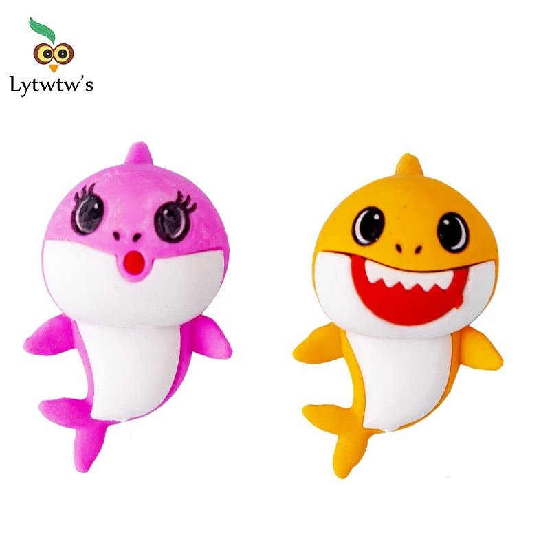 1 Pcs Cute Kawaii Pencil Fish Shark Rubber Eraser Kids Novelty School Office Stationery Supply Funny Lovely Gift Prize Giveaway