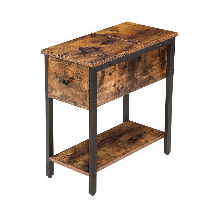 Hoobro End Table Flip Top Side With Storage Shelf Narrow Nightstand For Small Spaces Stable And Sy Construction Rustic Brown - Small Narrow Side Table With Shelves Hoobro End Table Flip Top Side With Storage Shelf Narrow Nightstand For Small Spaces Stable And Sy Construction Rustic Brown - Small Narrow Side Table With Shelves
