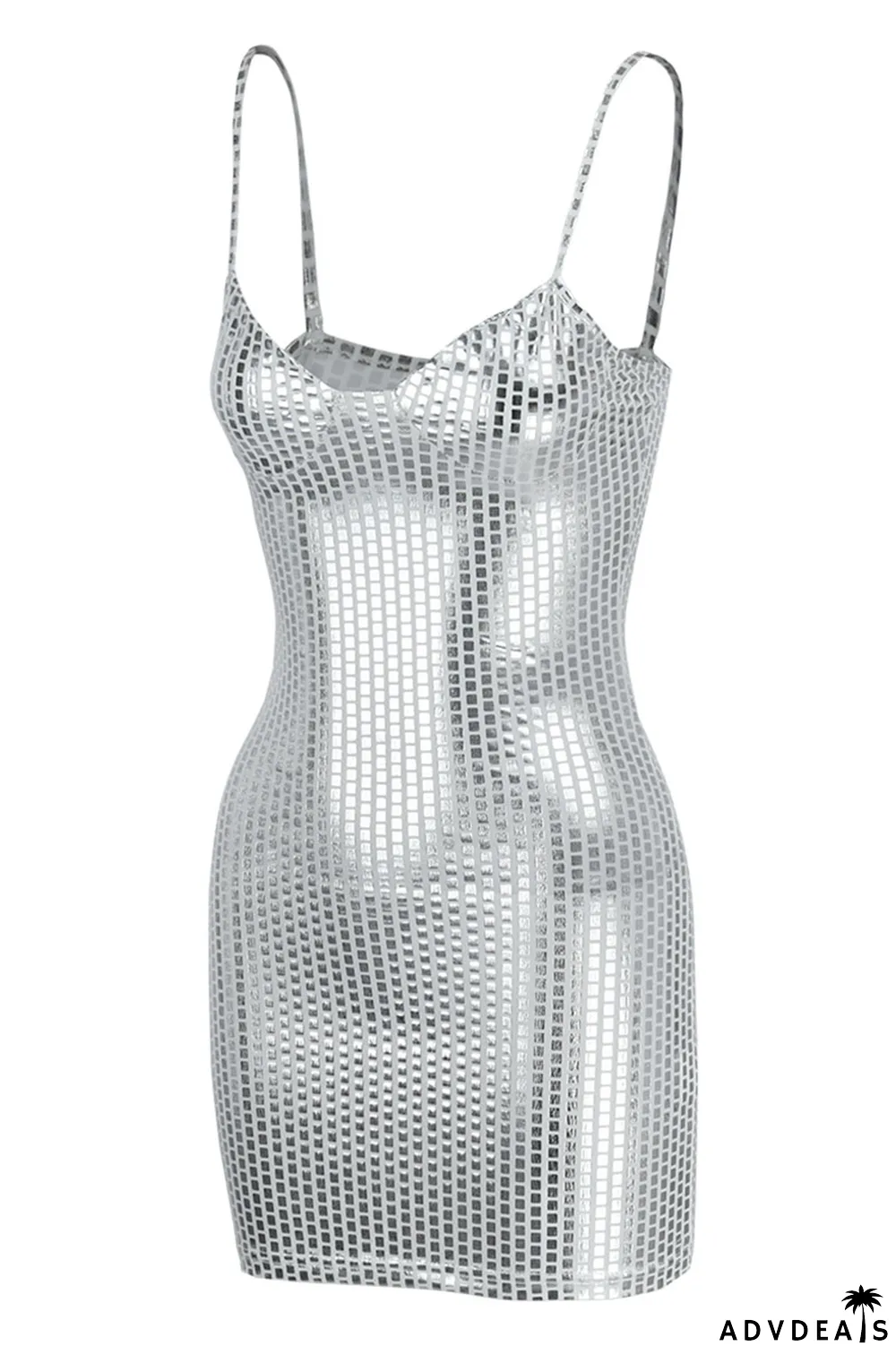 Khaki Sexy Backless Spaghetti Strap Sleeveless Club Dress For Vegas