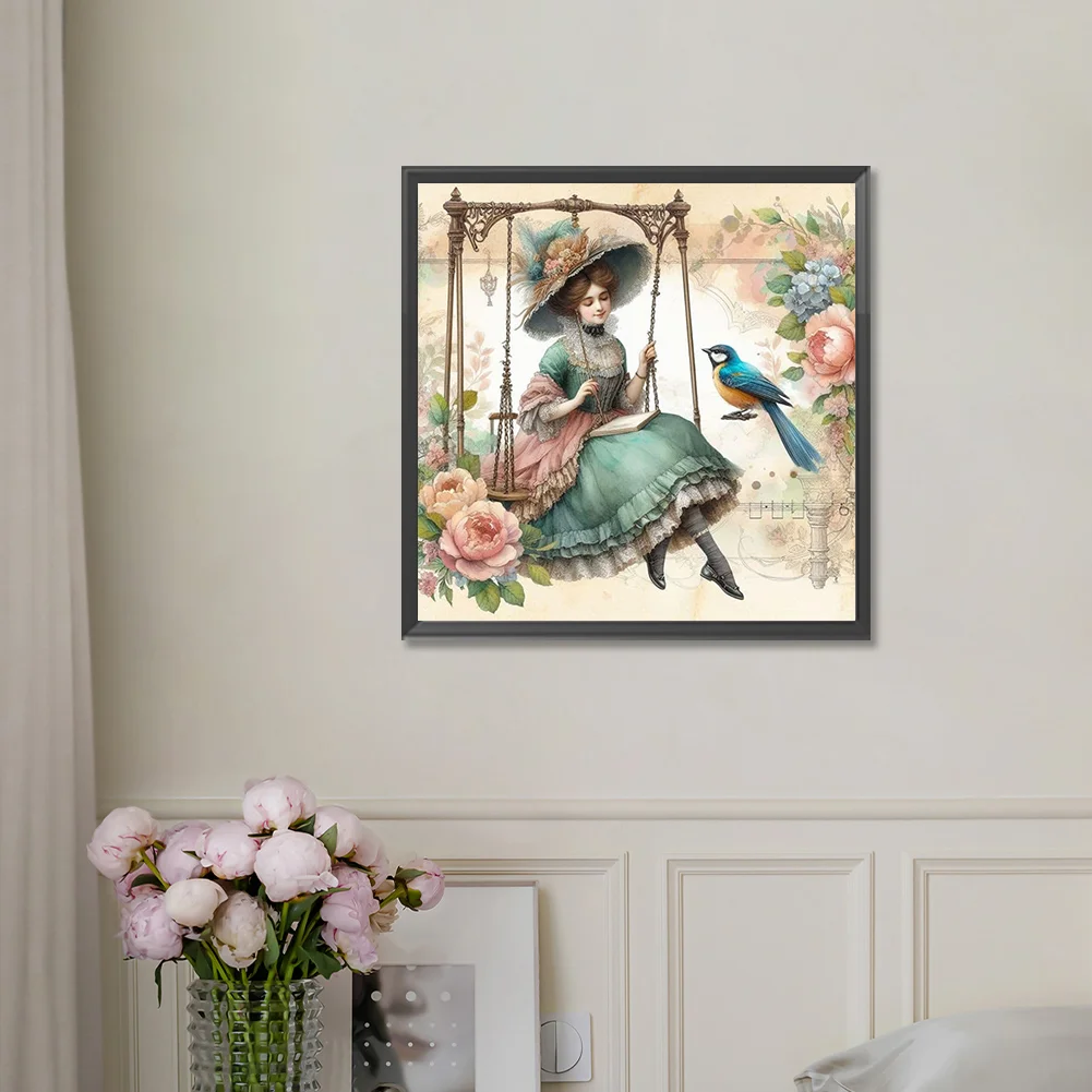 Diamond Painting - Full Round Drill - Swing Lady(Canvas|30*30cm)