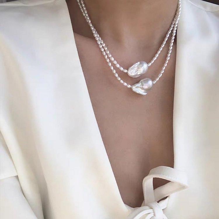 Natural Shaped Large Baroque Pearl Necklace