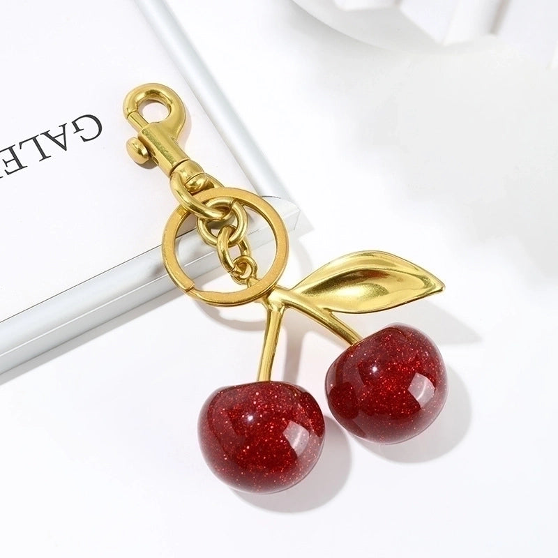 Original Design Cute Cherry Alloy Resin Keychain