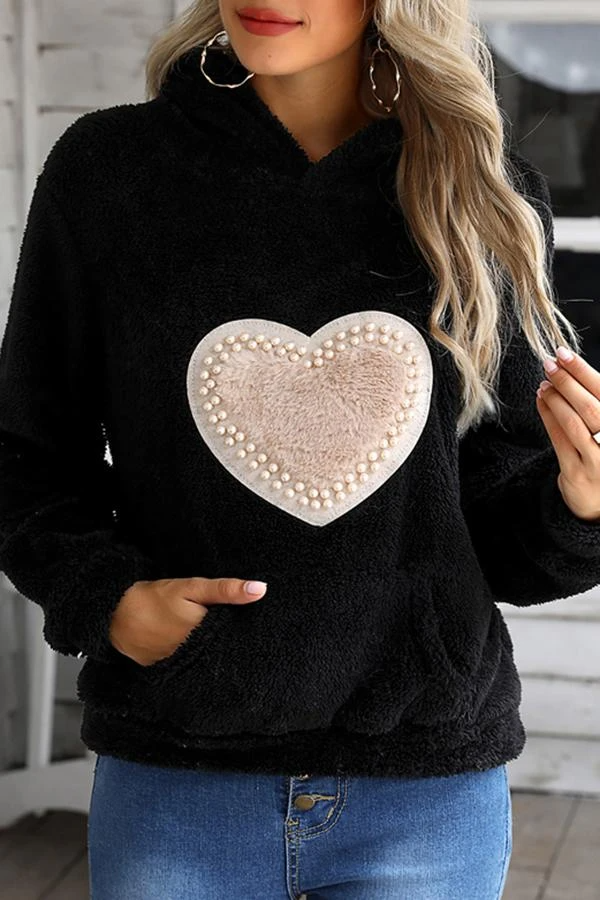 Heart Shape Stitching Hood Sweatshirt
