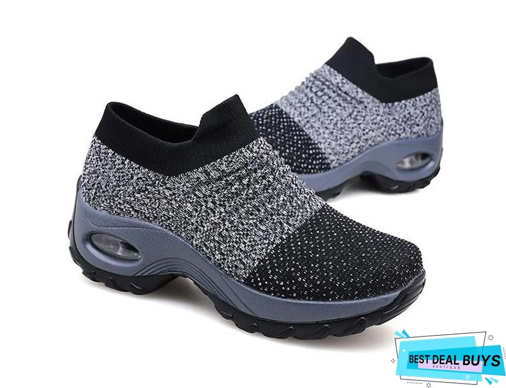 Women Breathable Mesh Slip-On Air Cushion Casual Sneaker Shoes