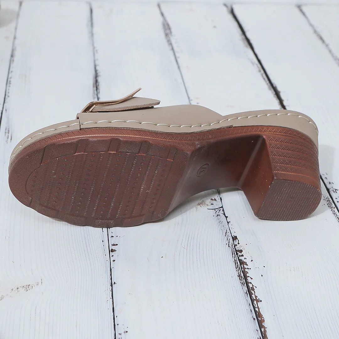 Breakj Breakj Coarse-Heeled Slippers Women's New TEUM Explosive Belt Buckle Light Sandals Women In The Summer Of 2025