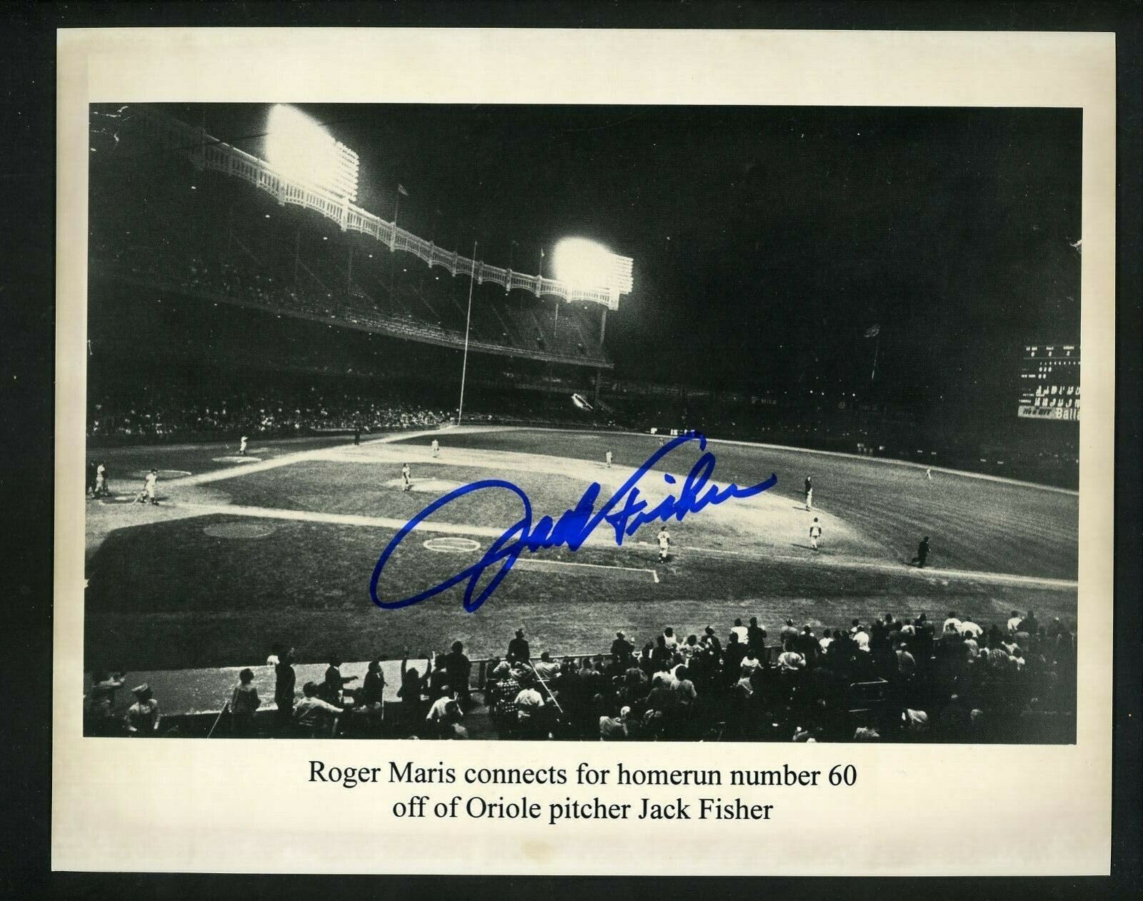 Jack Fisher Signed 8x10 Photo Poster painting of Roger Maris 60th Home Run Yankees Stadium view