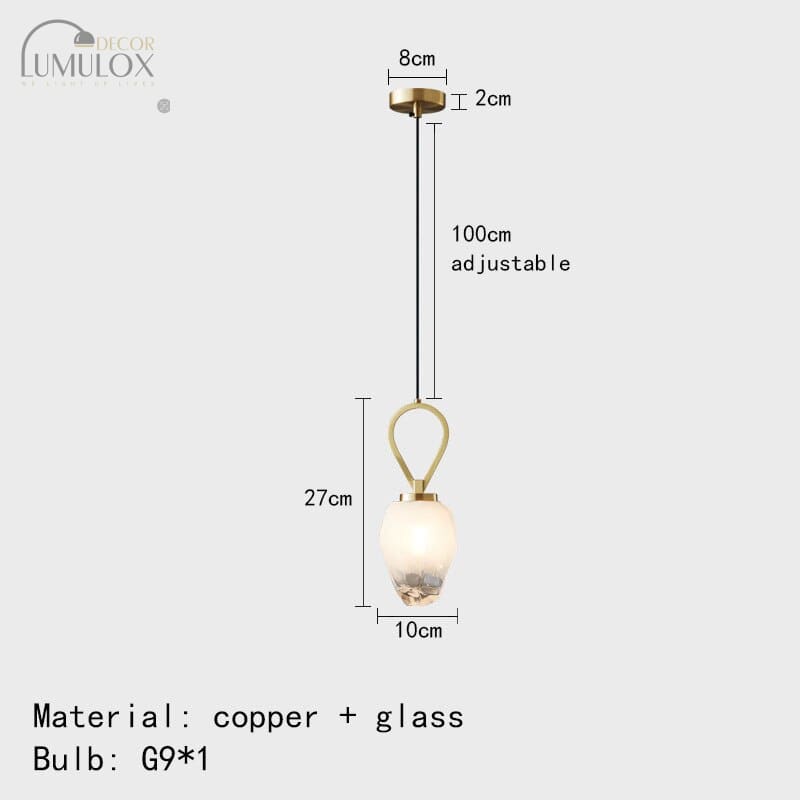 Ice Glass G9 Led Pendant Lights Black Gold Copper Wire Adjustable Bedside Lamp Dining Room Kitchen