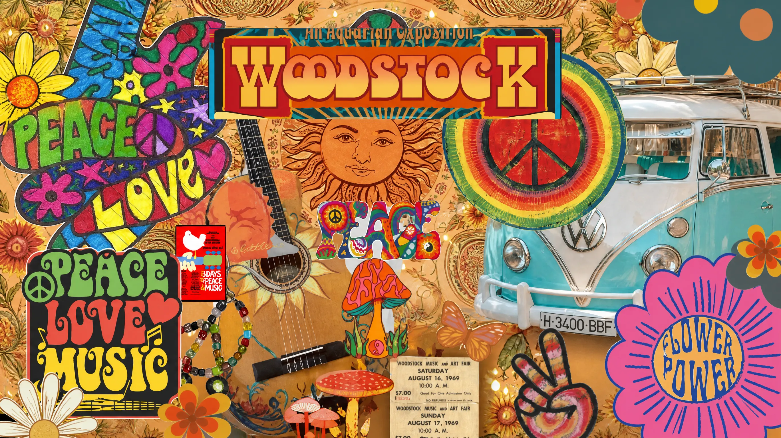 Woodstock hippie artwork
