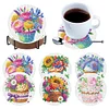 6Pcs/set Diamond Painting Wooden Flower Cake Coaster Cup Cushion With Holder
