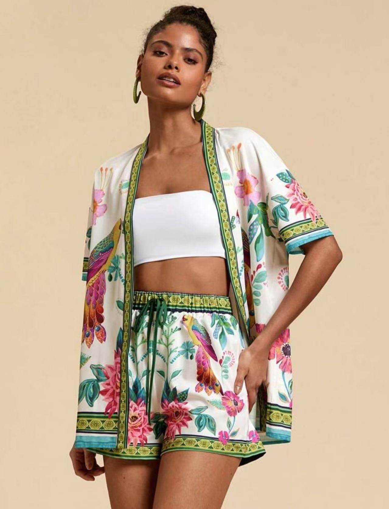 🌴hawaiian shirt and shorts set womens