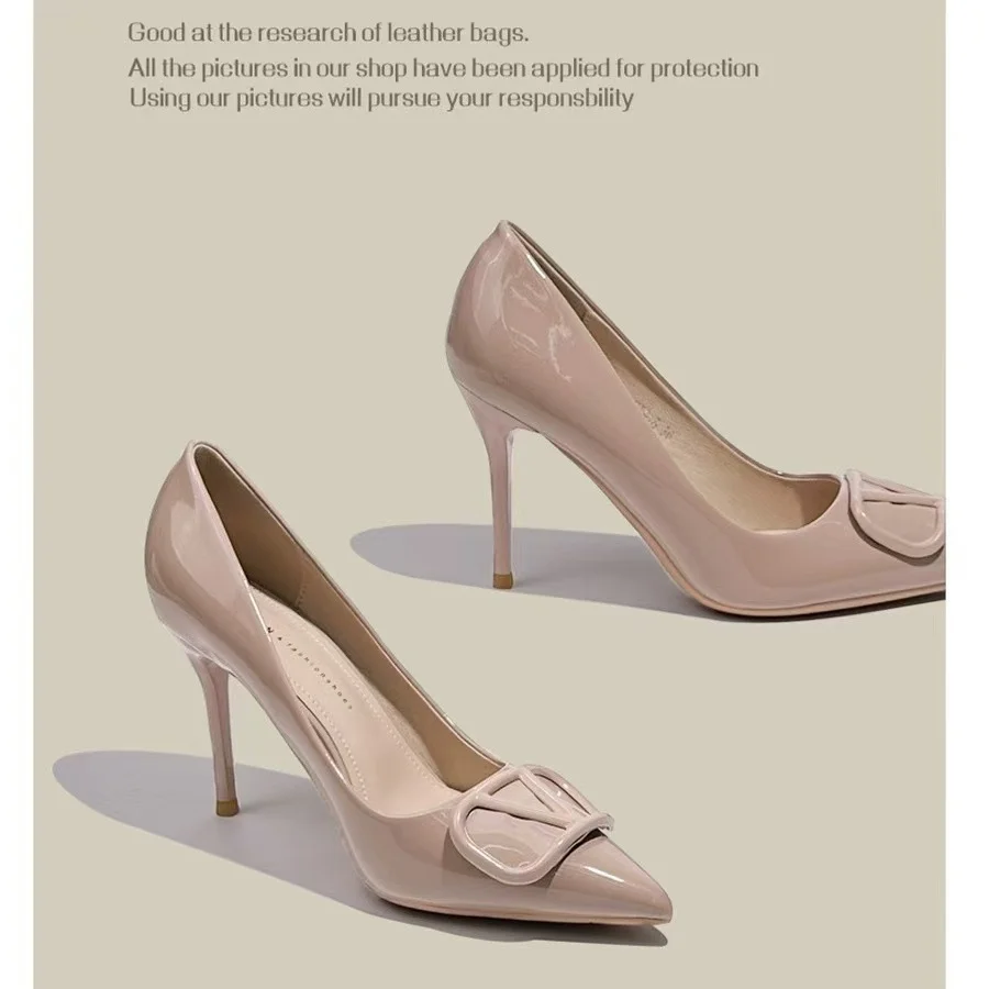 Breakj Breakj Mother Temperament Of The Same Temperament Naked High-Heeled Women 2025 New Design Sense Of Small French V Buckle Tip