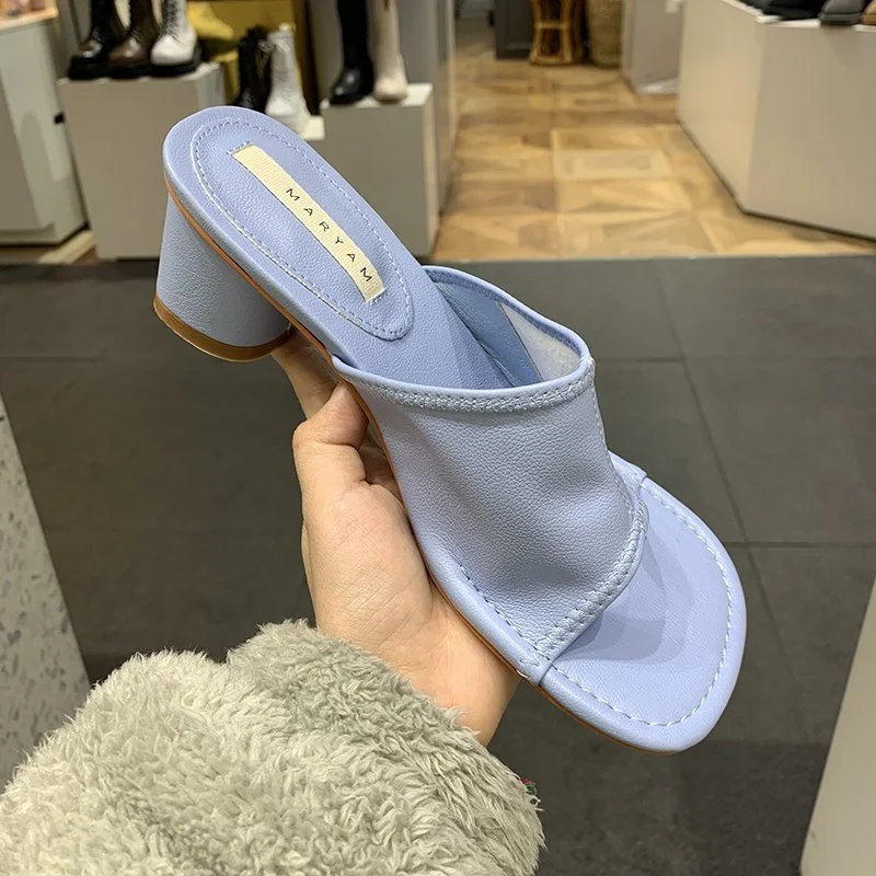 Women Slippers Summer Sandals Sexy Leopard Print Square Heel Sandals Pumps Ladies Shoes Dress Sandalias Mujer Sapato Feminino