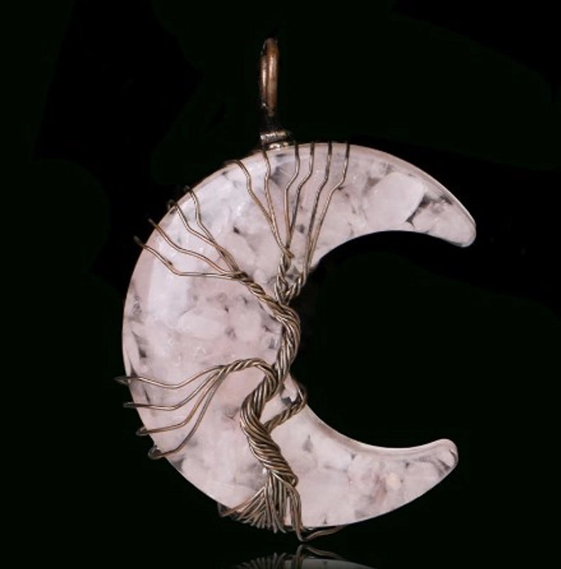 Casual Minimalist Moon Natural Stone Opal Plating Women’s Pendant Necklace Necklace Pendant