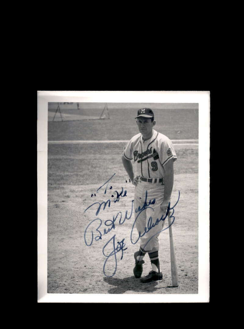 Joe Adcock JSA Coa Signed Vintage 4x5 1950`s Reds Original Photo Poster painting Autograph