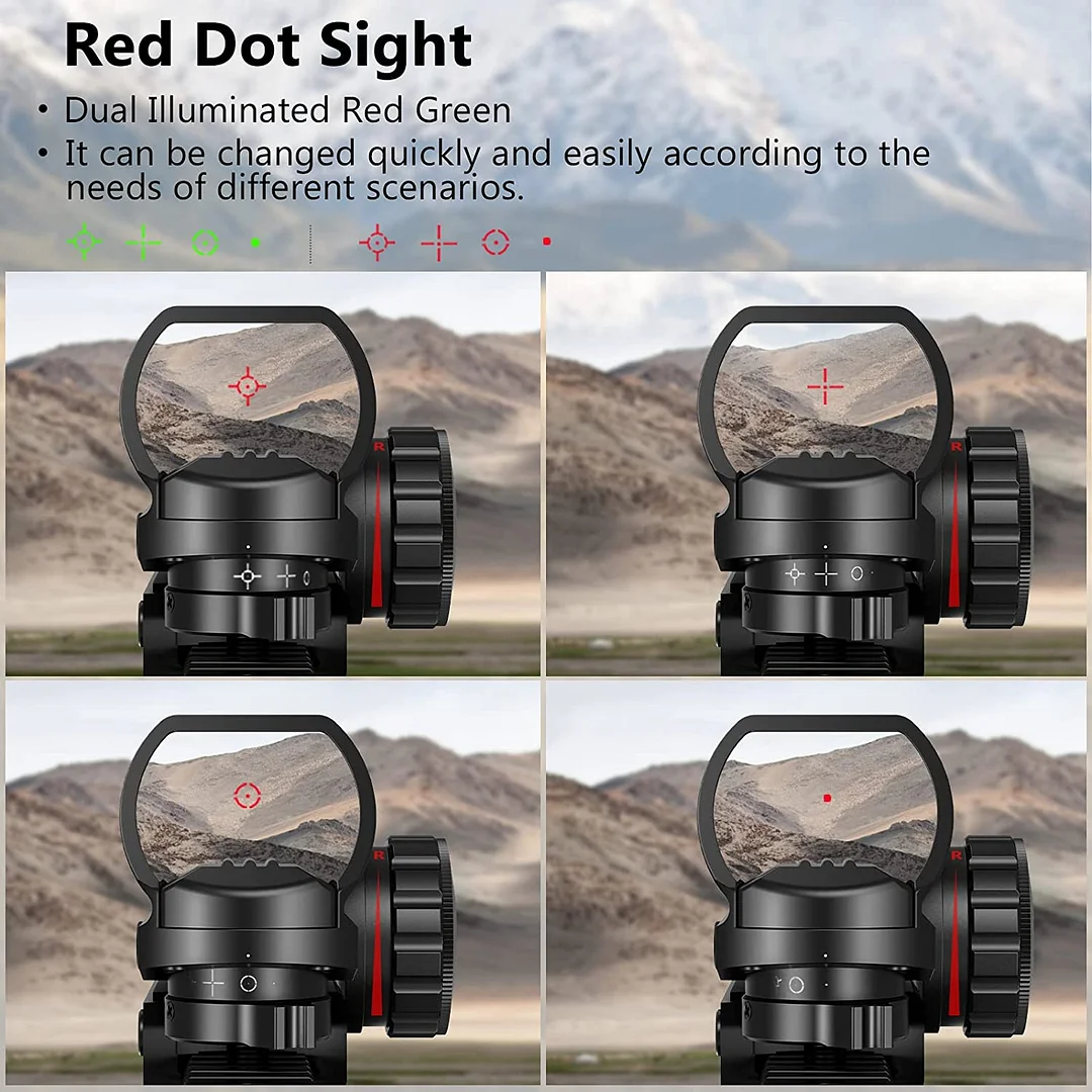 ohhunt® 4-16x50 AO Tactical Rifle Scope Dual Illuminated Optics & Illuminated Reflex Sight 4 Holographic Reticle Red/Green Dot Sight & IIIA/2MW Laser Sight