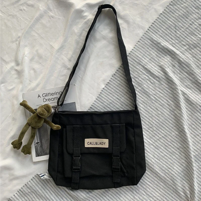 Women's Bag Simple Messenger Large Capacity  Ladies Korean Student Nylon Waterproof  Cute Pendant Crossbody Female Shoulder Bags