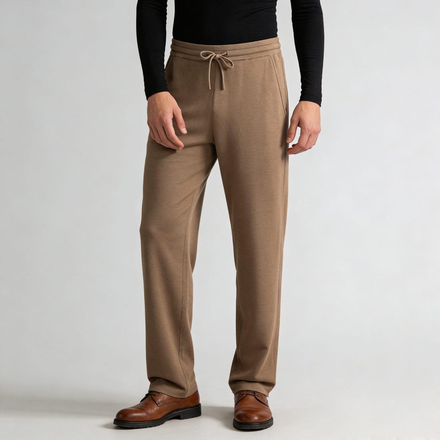 Men's Drawstring Silk Cashmere Pants Straight Leg | Spring Summer REAL SILK LIFE