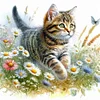 Cat-Partial 11CT Stamped Cross Stitch Bead Embroidery 36*36cm/14.17*14.17in tapestrymarket