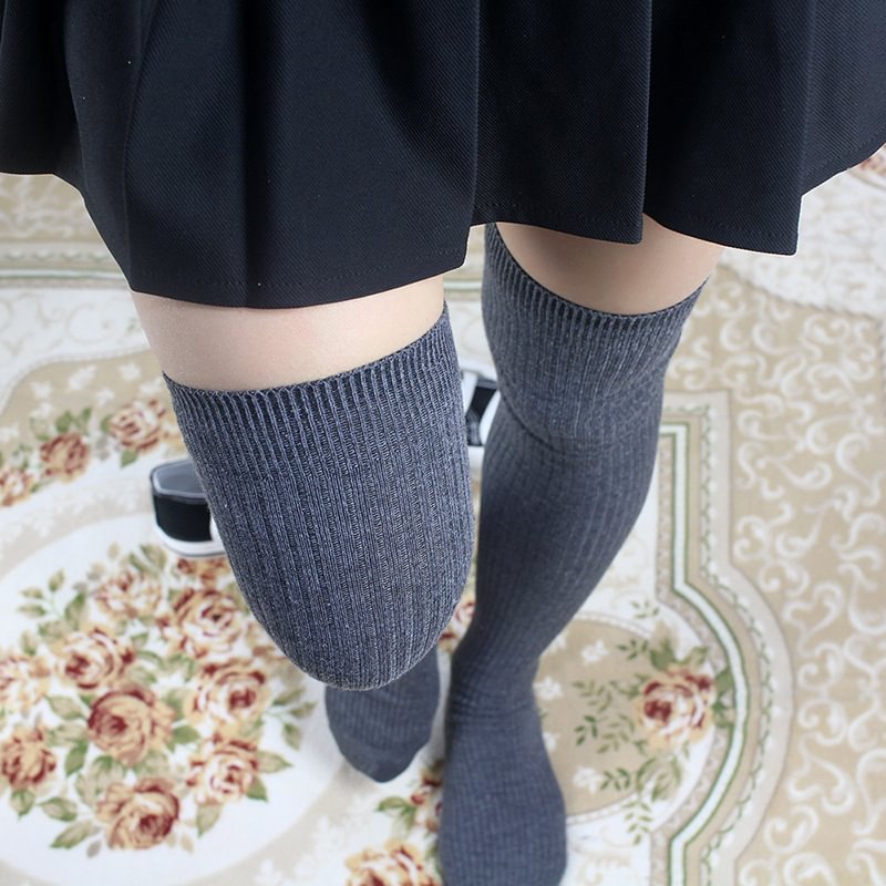 Pinstripes solid color thigh high compression socks