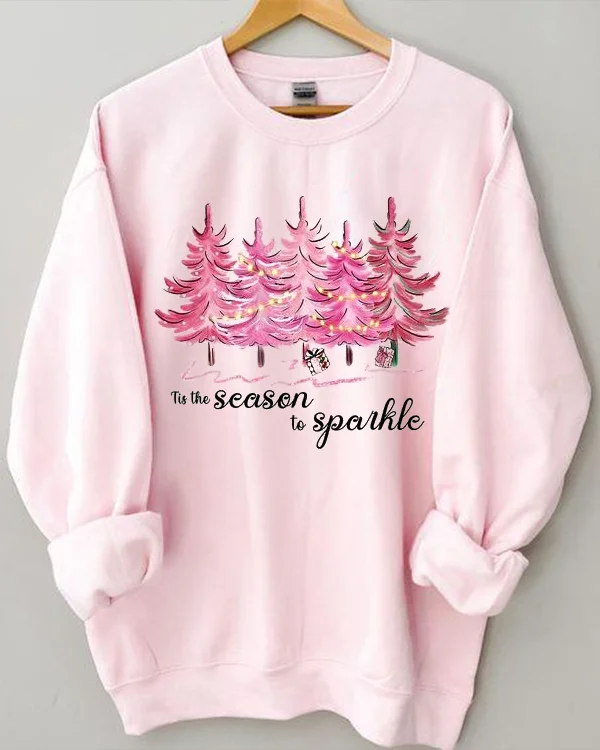 Pink Christmas Loose Sweatshirt-