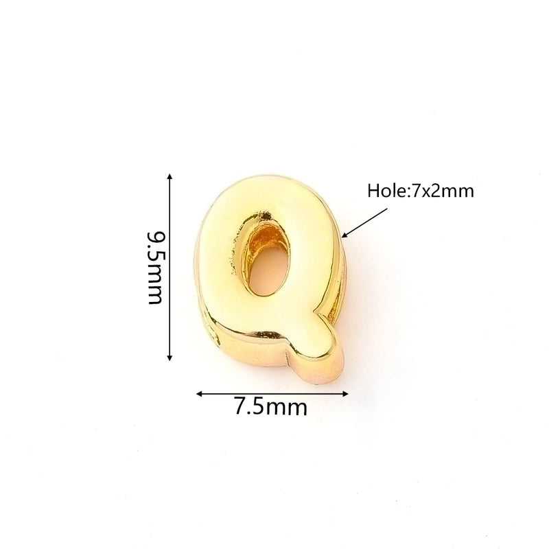 1 Pc/Package 9.5x6mm 9.5×7.5mm 9.5x8mm 7x2mm Copper 18K Gold Plated Letter Bubble Polished Beads