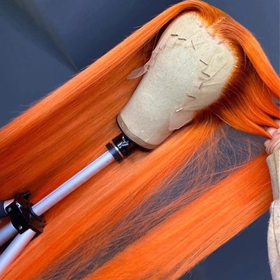 30 Inch Ginger Orange Lace Front Wig Human Hair 13x4 Lace Frontal Wigs For Women Colored Human Hair Wigs Pre plucked US Mall Lifes