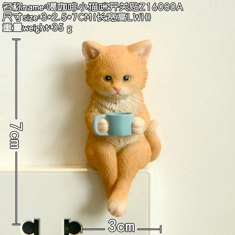 Cute Piggy Frog Cat Switch Stickers Refrigerator Magnet Sticker Room Decor Resin Animal Switch Cover House Wall Decoration