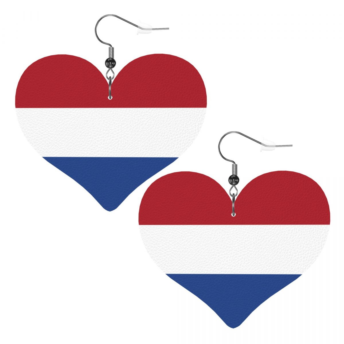 Netherlands Flag Printed Heart Drop Earrings