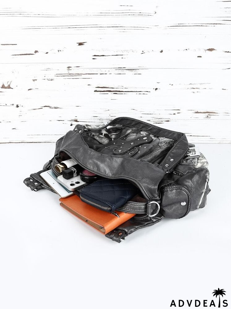 Eyelet Decor Ombre Strappy Tote Bag