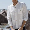 Men's Workwear Multi-pocket Short-sleeved Shirt Cotton and Linen Casual Shirt