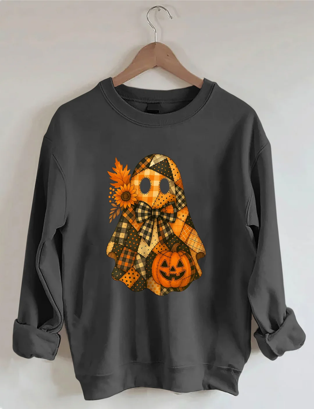 Retro Splicing Cute Ghosts And Pumpkins Sweatshirt