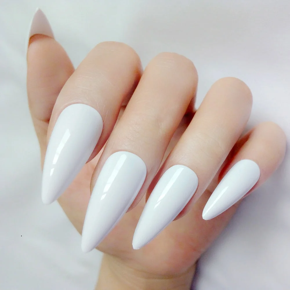 24Pcs Shiny Dark Brown Artificial Fake Nails Long Stiletto False Nails For Design DIY Lady Finger Tips Manicure Tool-Nail Inspo