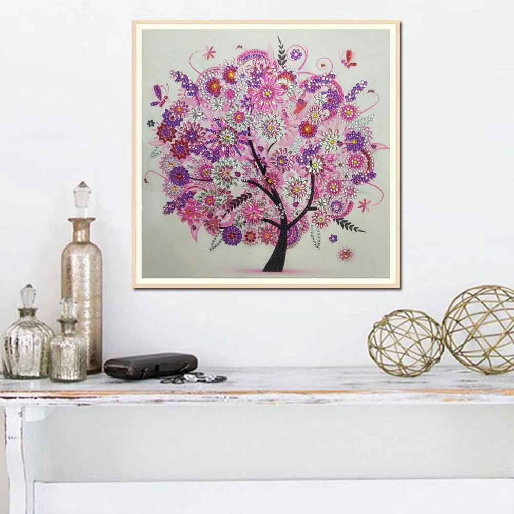 Diamond Painting - Special Shaped Drill - Pink Tree(30*30cm)