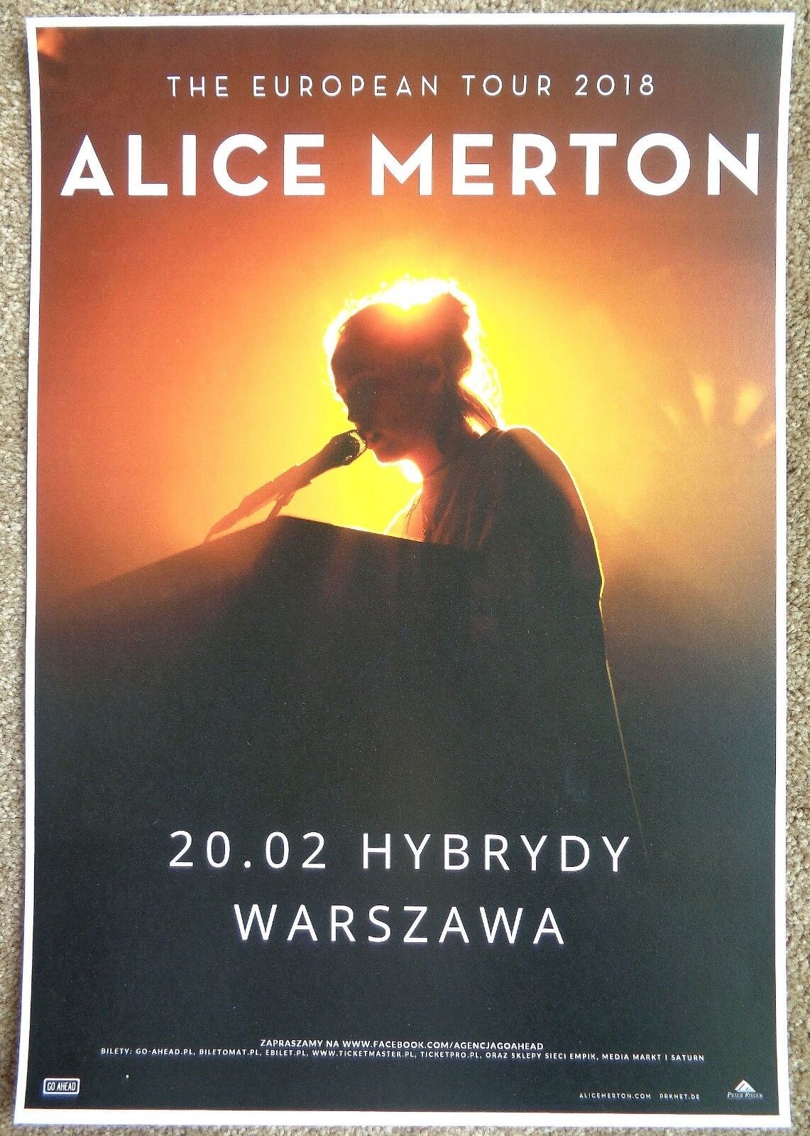 ALICE MERTON 2018 Gig POSTER Warsaw Poland.Concert