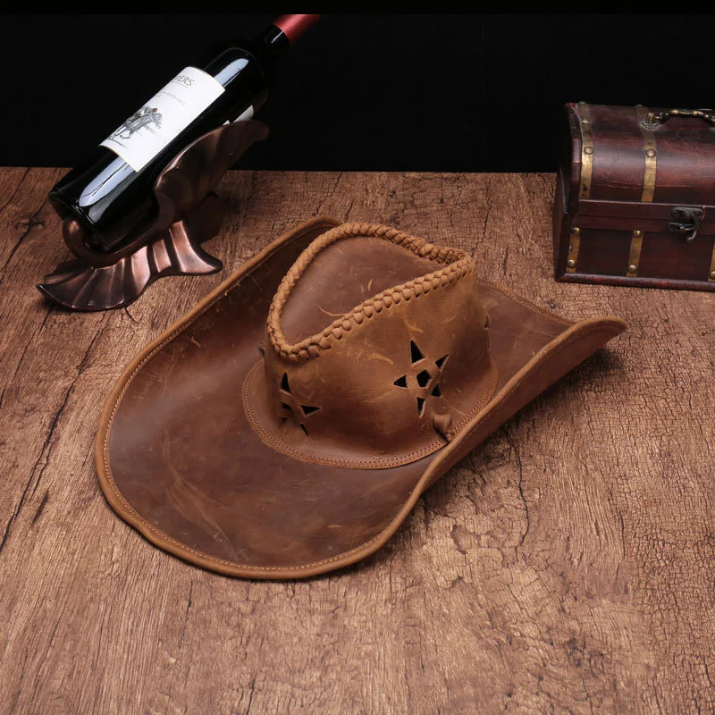 Crazy Horse Leather Handmade Cowboy Hat
