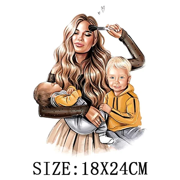 Mom&Baby Thermal Sticker On T-shirt DIY Washable Iron On Transfer For Clothing Loveful Design On Parent-children Clothes Patches