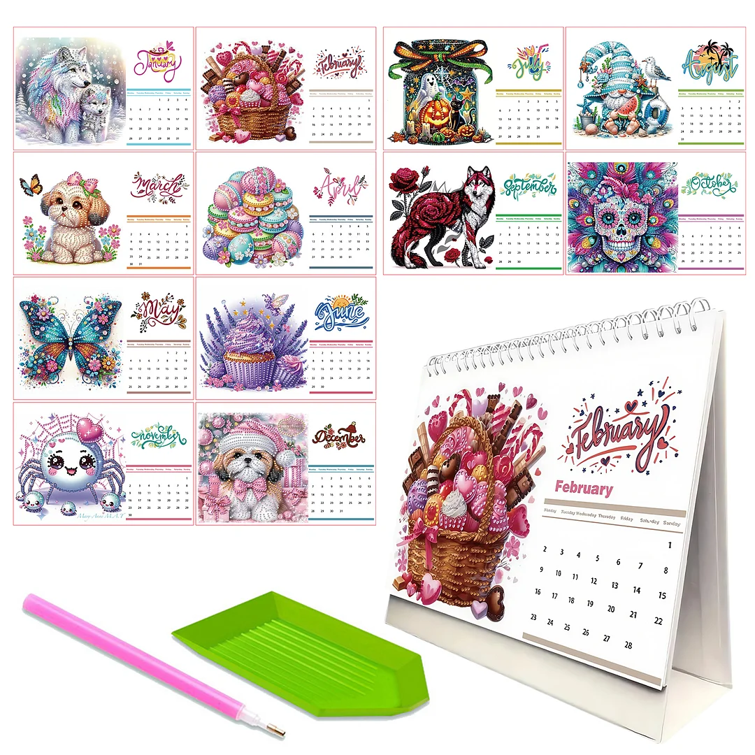 5D/DIY Calendar Crystal Painting Desk Calendars Kit Diamond Decorations Calendar