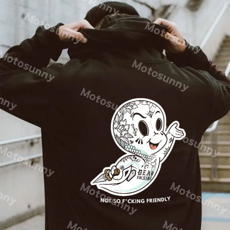 Funny Ghost Casual Graphic Black Print Hoodie
