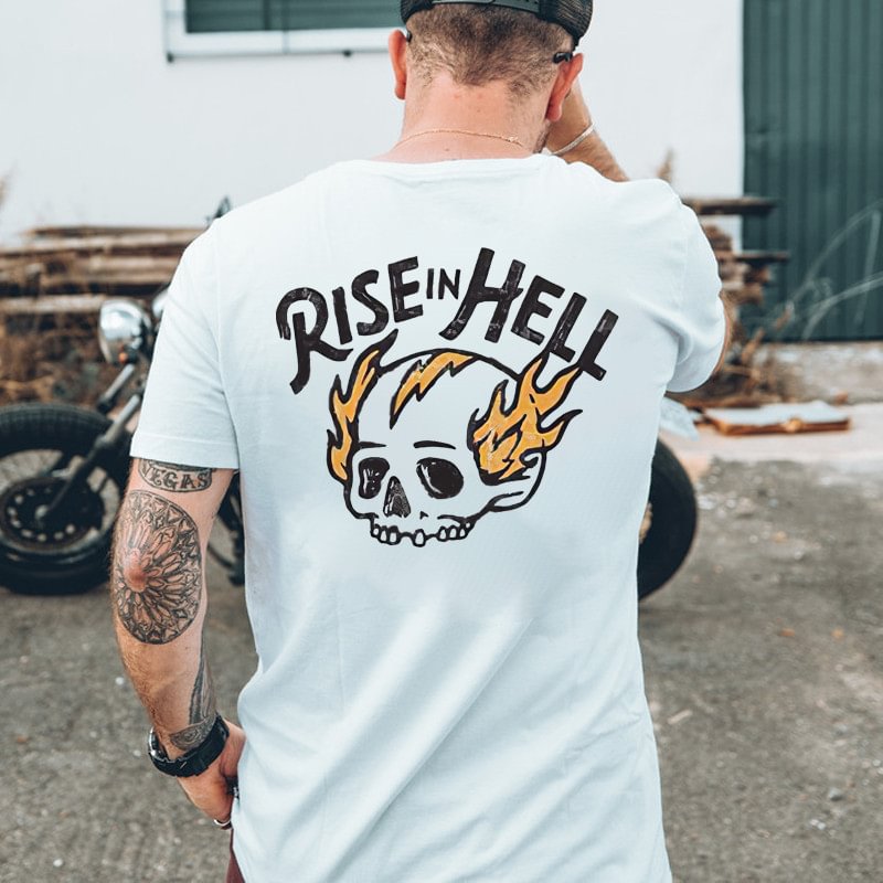 Rise In Hell Skull Demon Printed Men's T-shirt -  UPRANDY