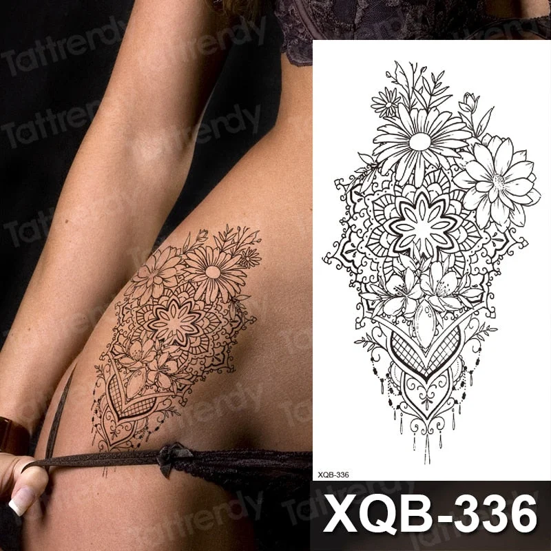 temporary tattoo flower snake dragon anime sexy body art stickers black lion skull tattoo sleeve for women men boys sexy decal