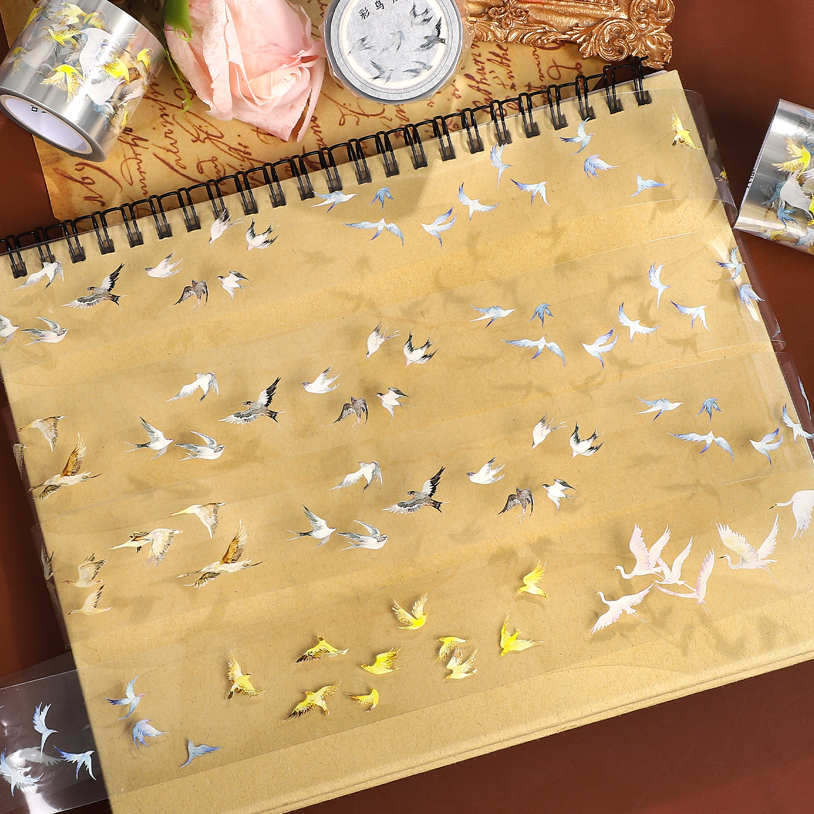 PET 테이프 - 35mm*5m 빈티지 컬러풀 버드 리턴