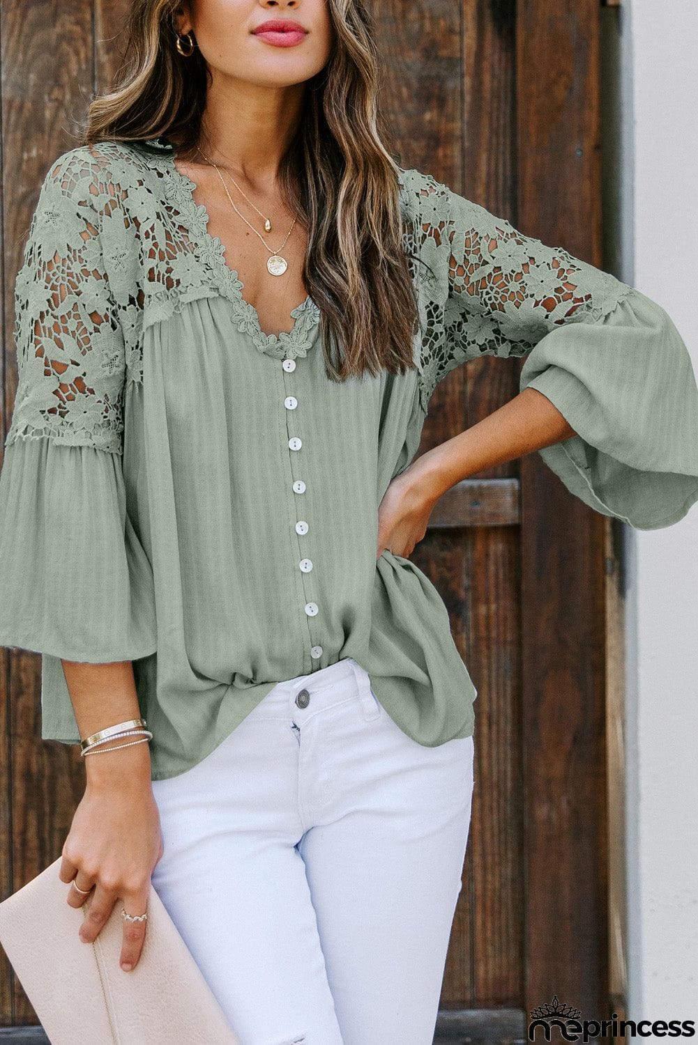Crochet Lace Button Top