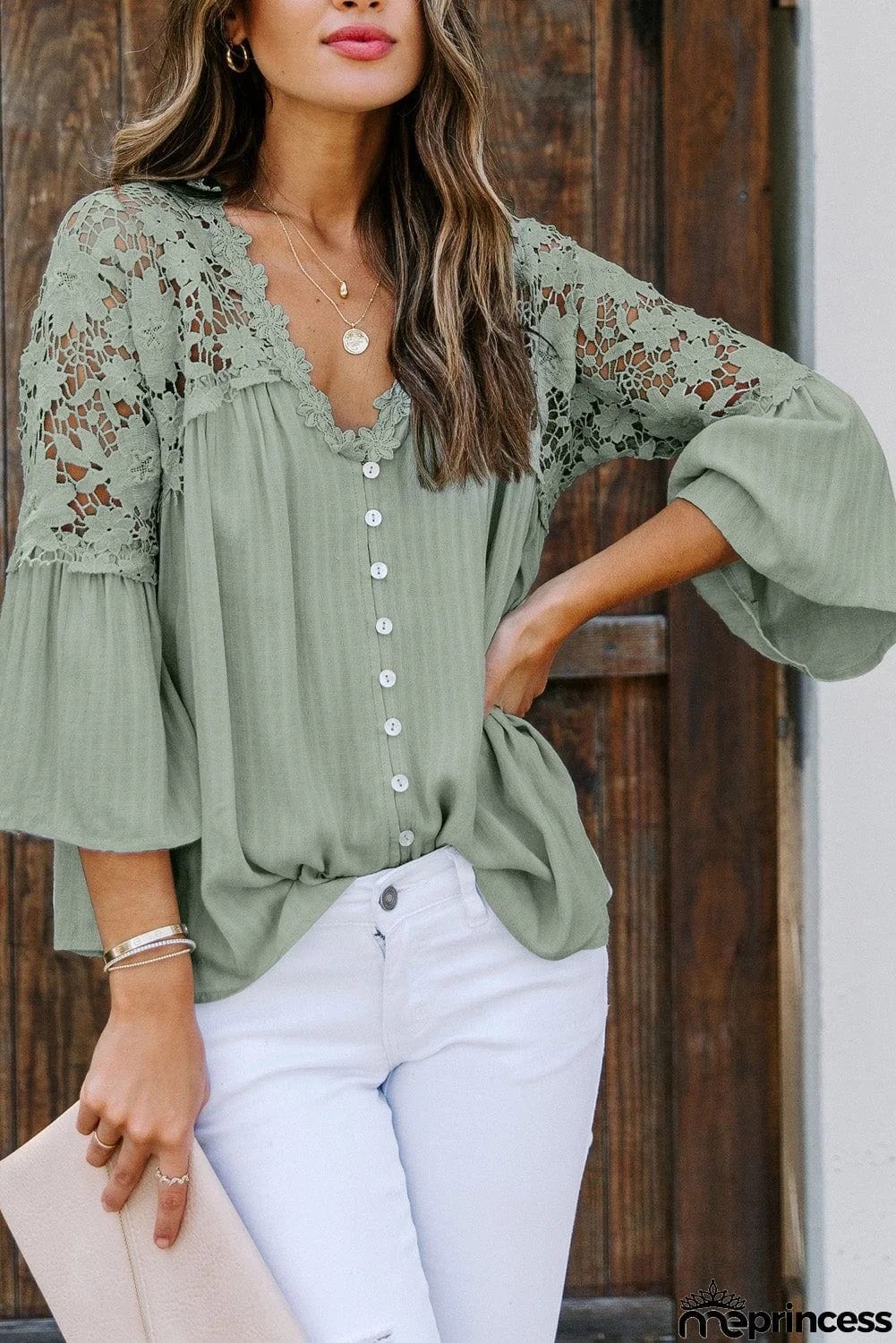 Crochet Lace Button Top