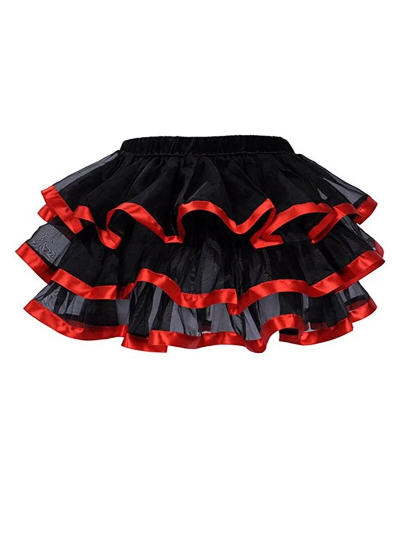 Sapubonva Tulle Skirts Womens Adult Tutu Skirt Faldas Saias Femininas Pleated Midi Costume Corset Skirts Ladies Plus Size Red