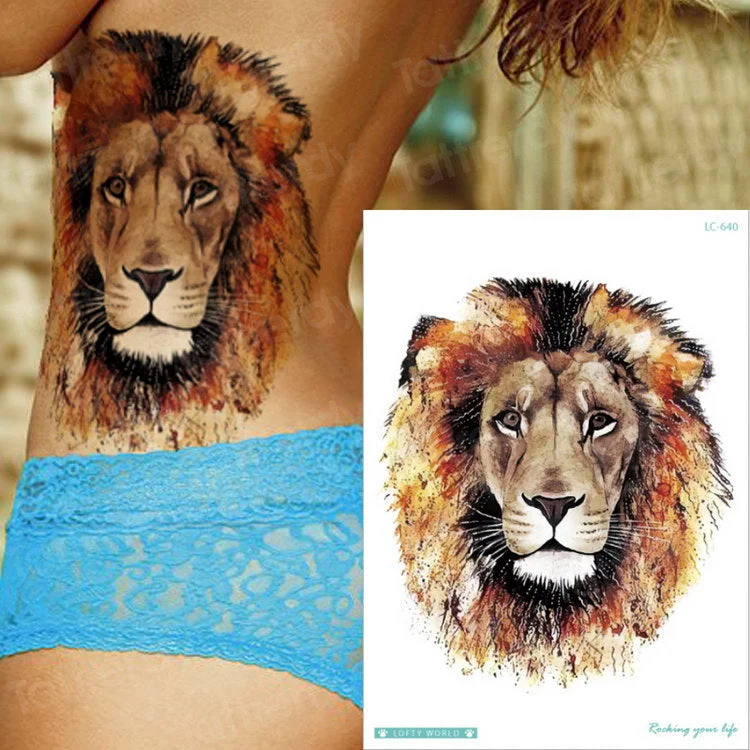 Tiger Skull Leopard dragon Waterproof Temporary Tattoo Sticker Wolf Animals Tattoos Body Art Arm Hand men Fake Tatoo Big Sexy