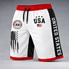 Polyester Cotton Blend USA Flag Print Men's Shorts - Patriotic Athletic Workout Gym Sports Short Pants by Inlyline