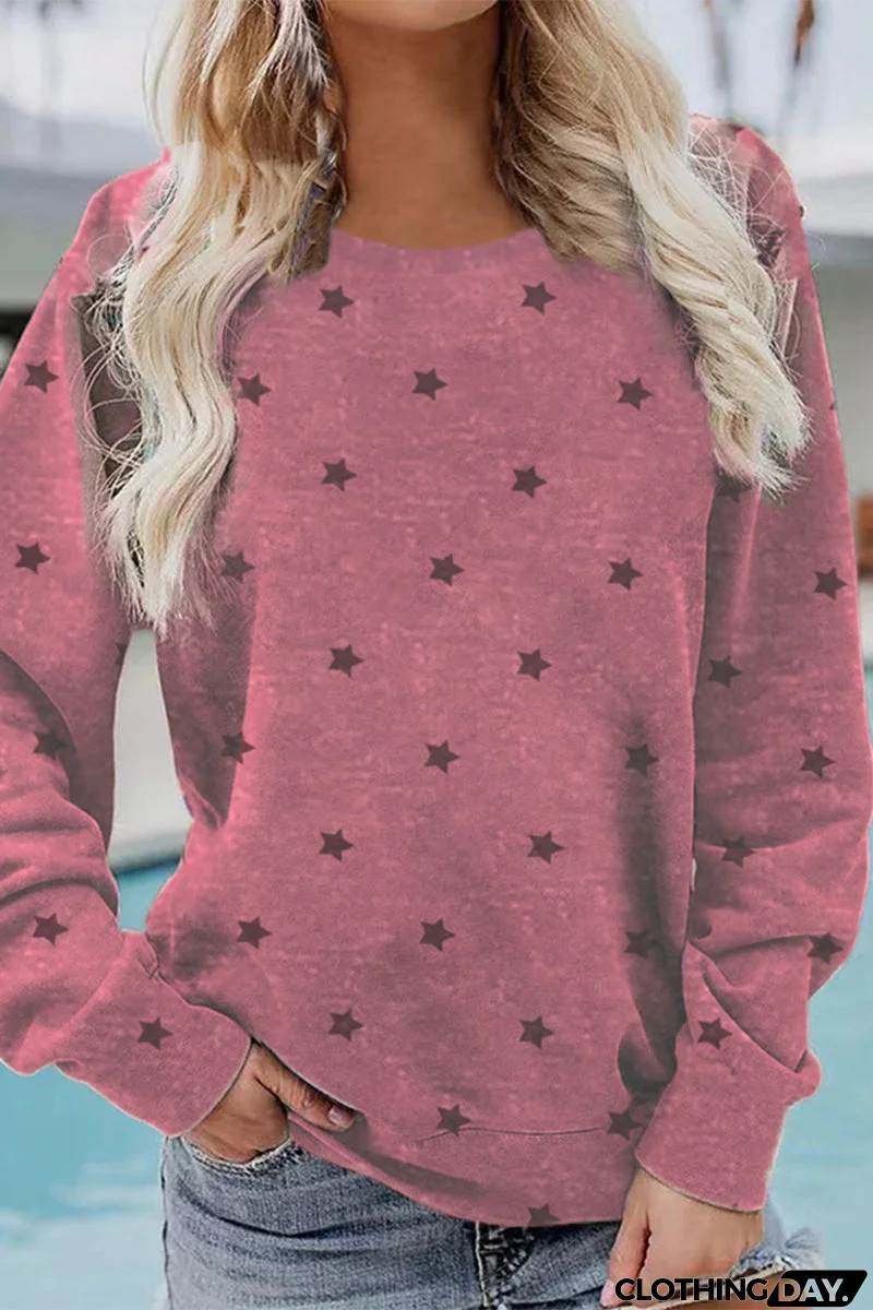 Casual Print Printing O Neck Tops